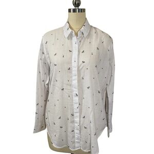 Rails Taylor Little Paris Blouse Eiffel Tower Lightweight Long Sleeve Small